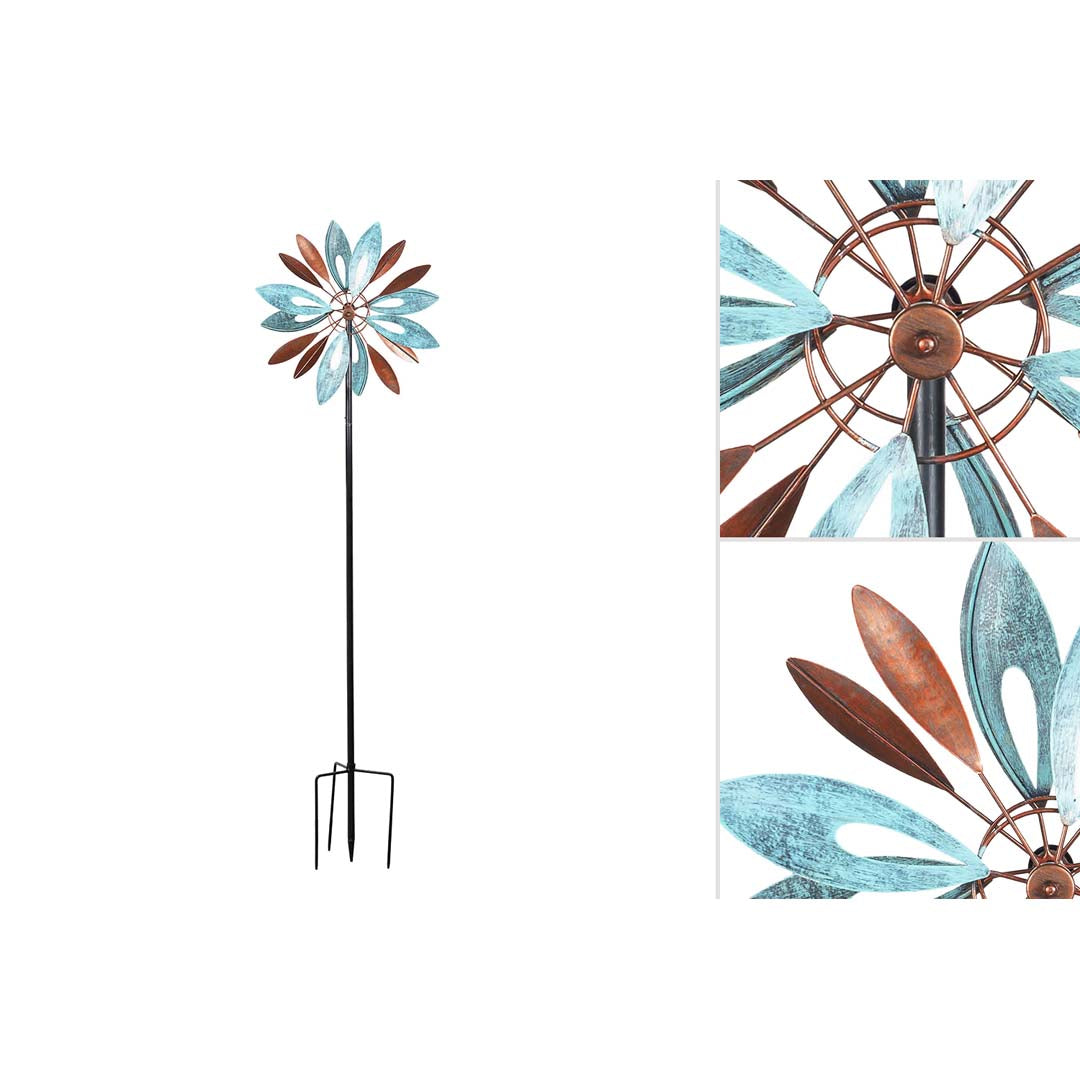 Metal Wind Spinner: Copper Flower Duett