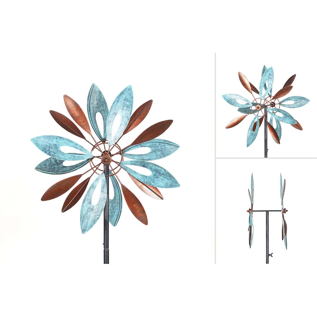 Metal Wind Spinner: Copper Flower Duett
