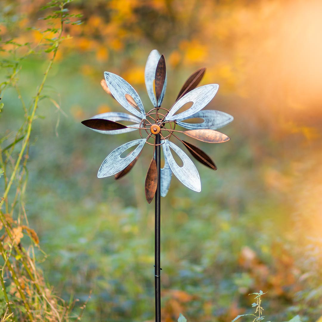 Metal Wind Spinner: Copper Flower Duett